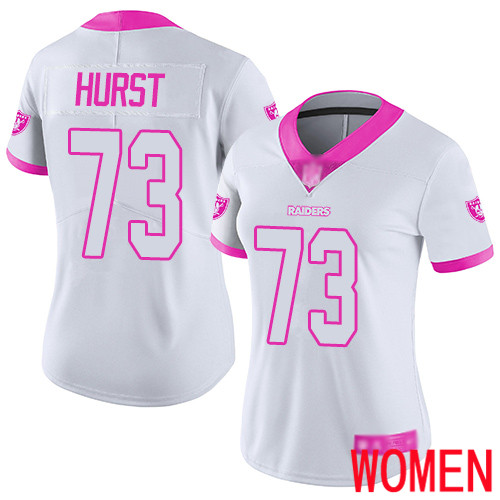 Oakland Raiders Limited White Pink Women Maurice Hurst Jersey NFL Football #73 Rush Fashion Jersey->women nfl jersey->Women Jersey